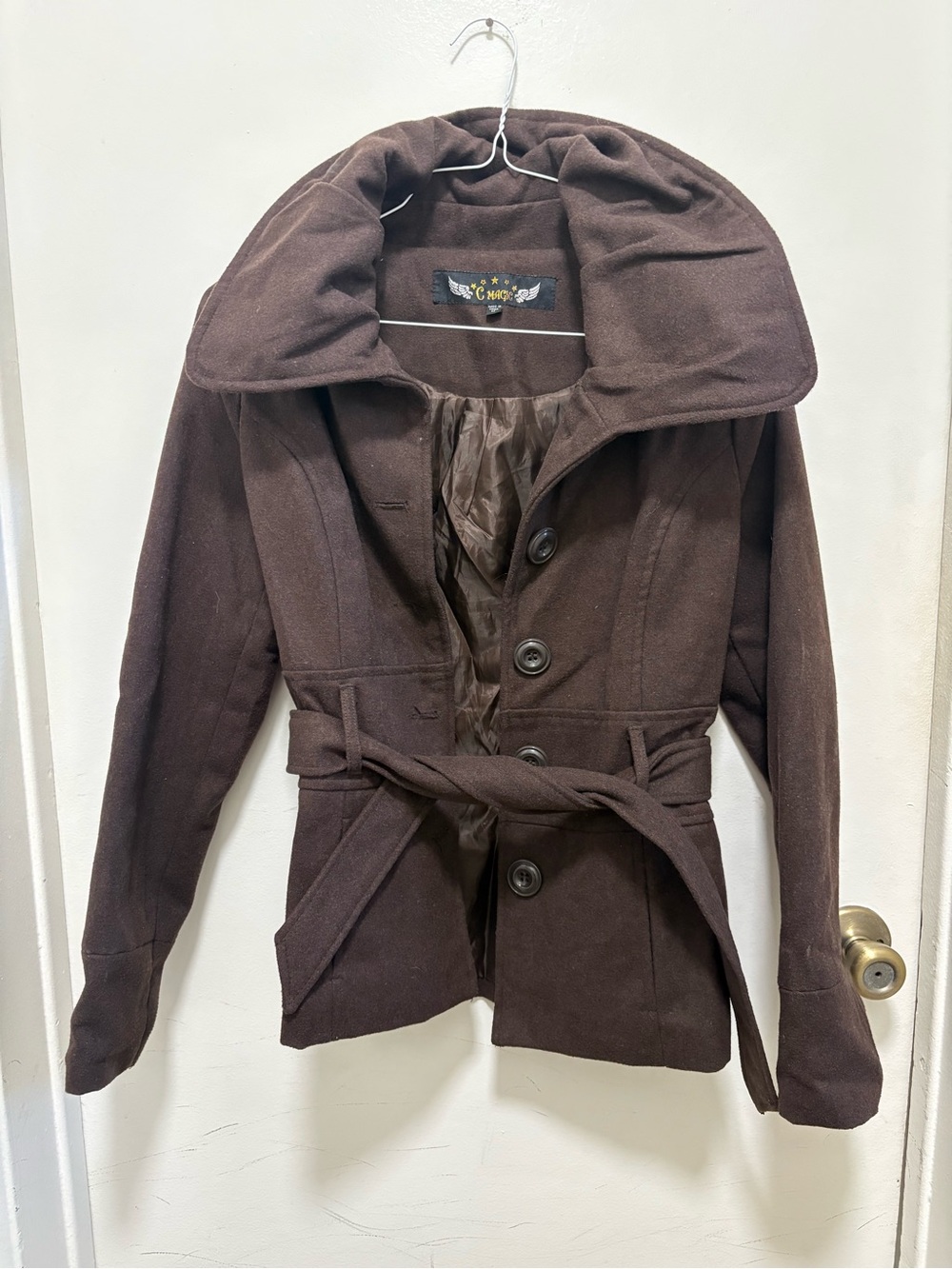 Magic Brown Pea Coat with Belt